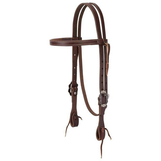 Weaver Working Tack Straight Browband Headstall with Buffed Brown Iron Hardware, Average