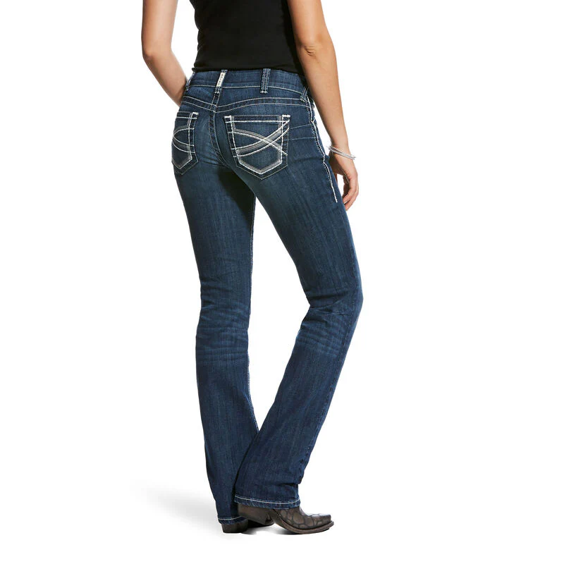 Ariat Women's REAL Mid Rise Stretch Ivy Straight Leg Jeans - Dresden - Image 2