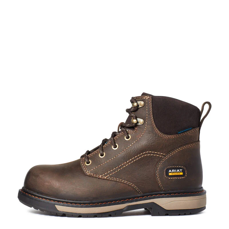 Ariat Womens Riveter 6" CSA Waterproof Composite Toe Work Boots - Dark Brown - Image 2