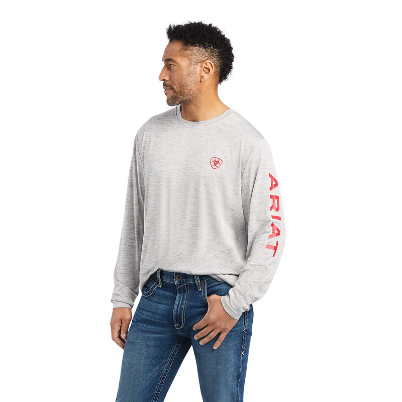 Ariat Men's Charger Logo LS T-Shirt Grey Heather
