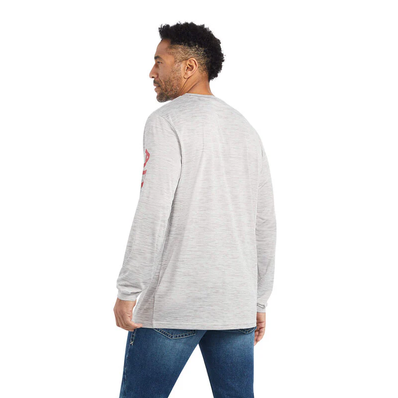 Ariat Men's Charger Logo LS T-Shirt Grey Heather - Image 2