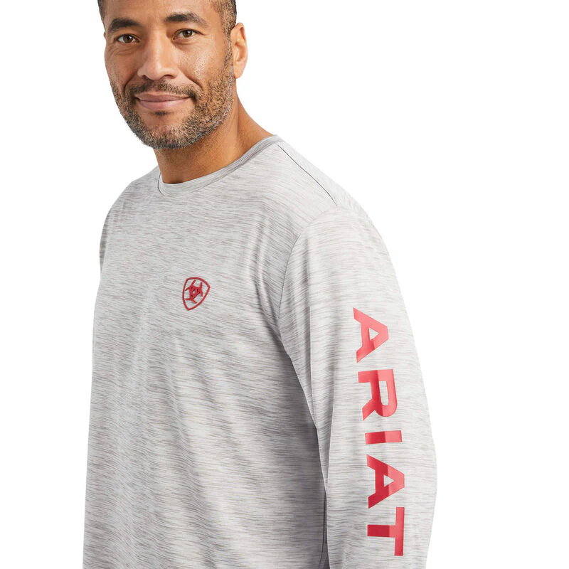 Ariat Men's Charger Logo LS T-Shirt Grey Heather - Image 4