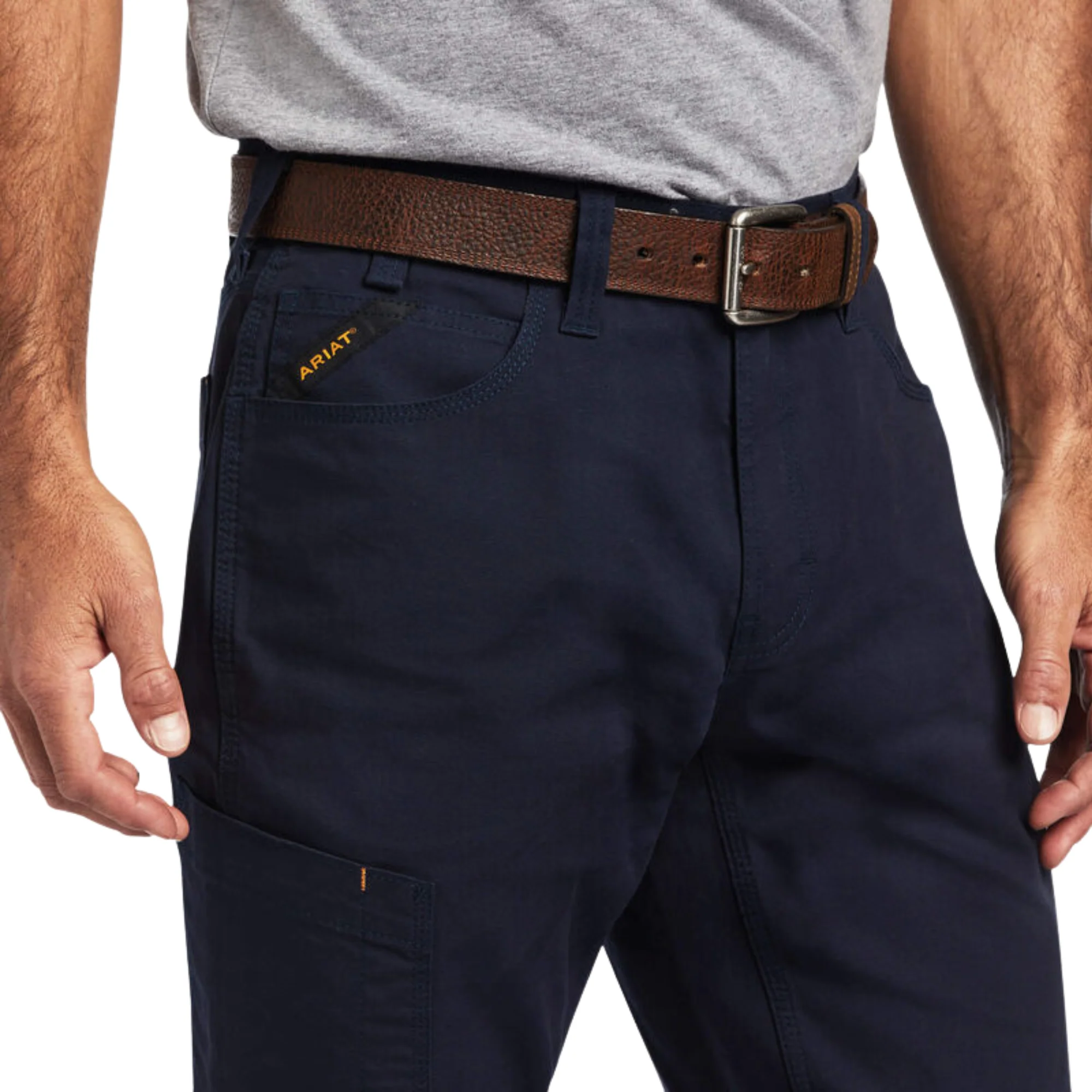 **Ariat Men's Rebar M4 DuraStretch Made Tough Stackable Straight Leg Pants - Navy - Image 3