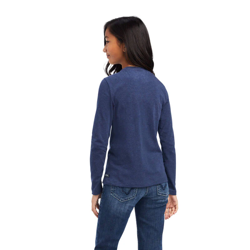 Ariat Youth Fan Club LS T-Shirt Navy Heather - Image 2