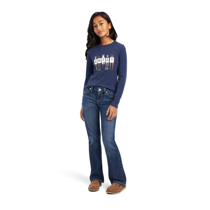 Ariat Youth Fan Club LS T-Shirt Navy Heather - Image 3