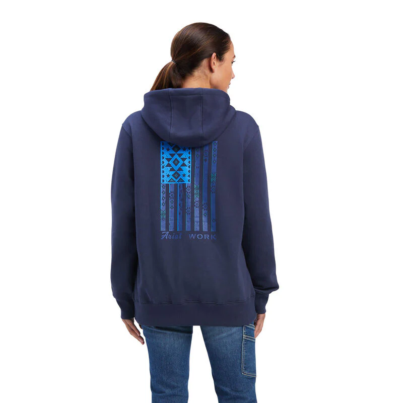 Ariat Womens Rebar Aztec Flag Graphic Hoodie - Image 2