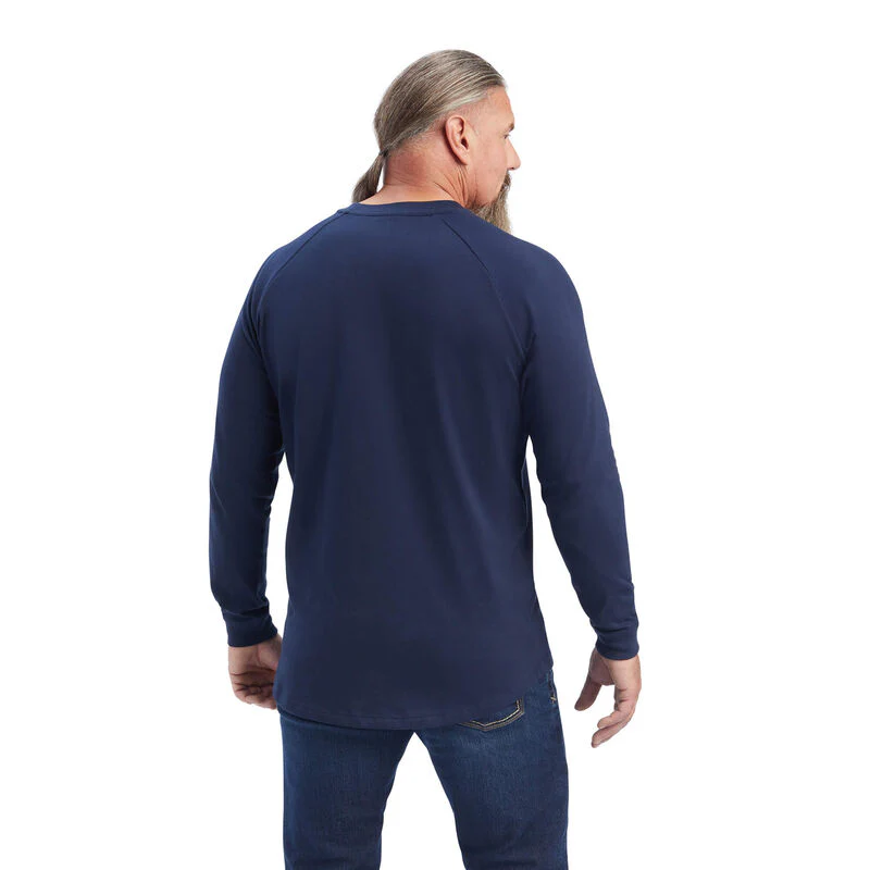 Ariat Mens Rebar Cotton Stron LS T-Shirt Navy - Image 2