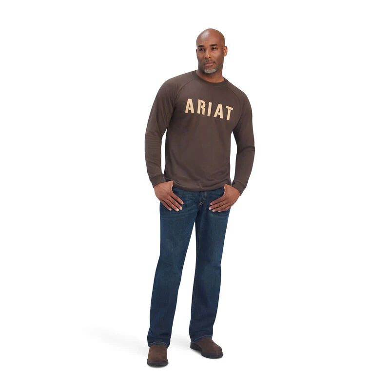 Ariat Mens Rebar CottonStrong Block Tshirt - Brown - Image 3