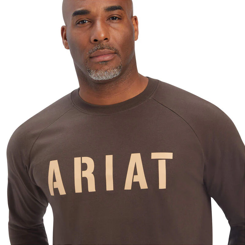 Ariat Mens Rebar CottonStrong Block Tshirt - Brown - Image 4