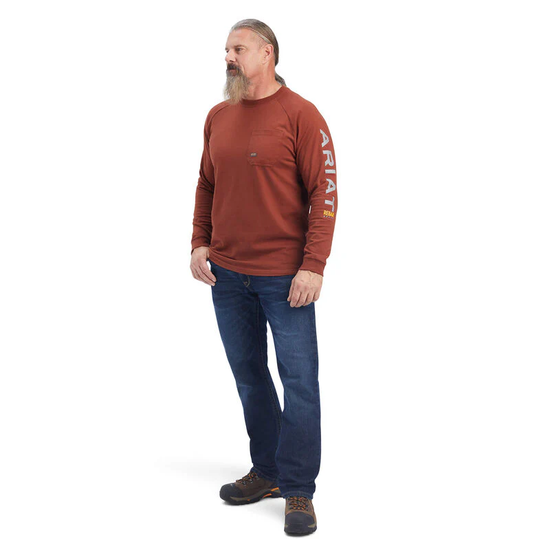 Ariat Men's Rebar Cotton Strong Graphic T-Shirt - Cherry Mahogany - Image 3