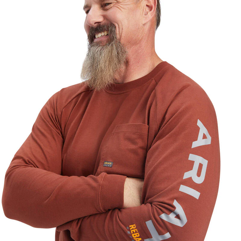 Ariat Men's Rebar Cotton Strong Graphic T-Shirt - Cherry Mahogany - Image 4