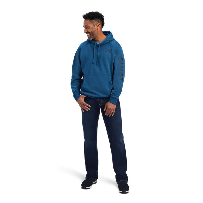 Ariat Men's Logo Hoodie - Poseidon Heather - Image 3