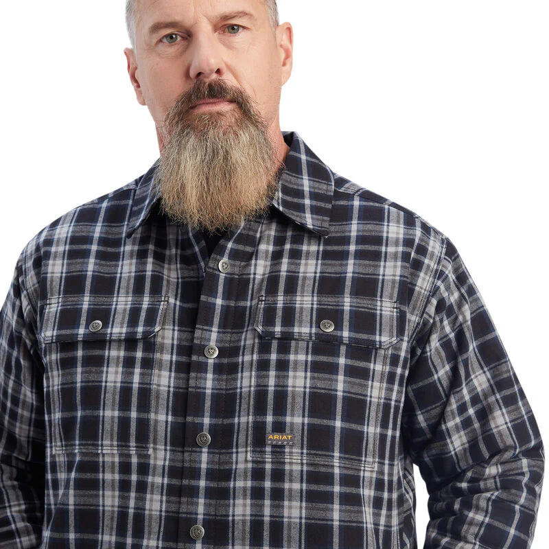 Ariat Mens Rebar Durastretch Flannel Insulated Shirt Jacket - Image 4