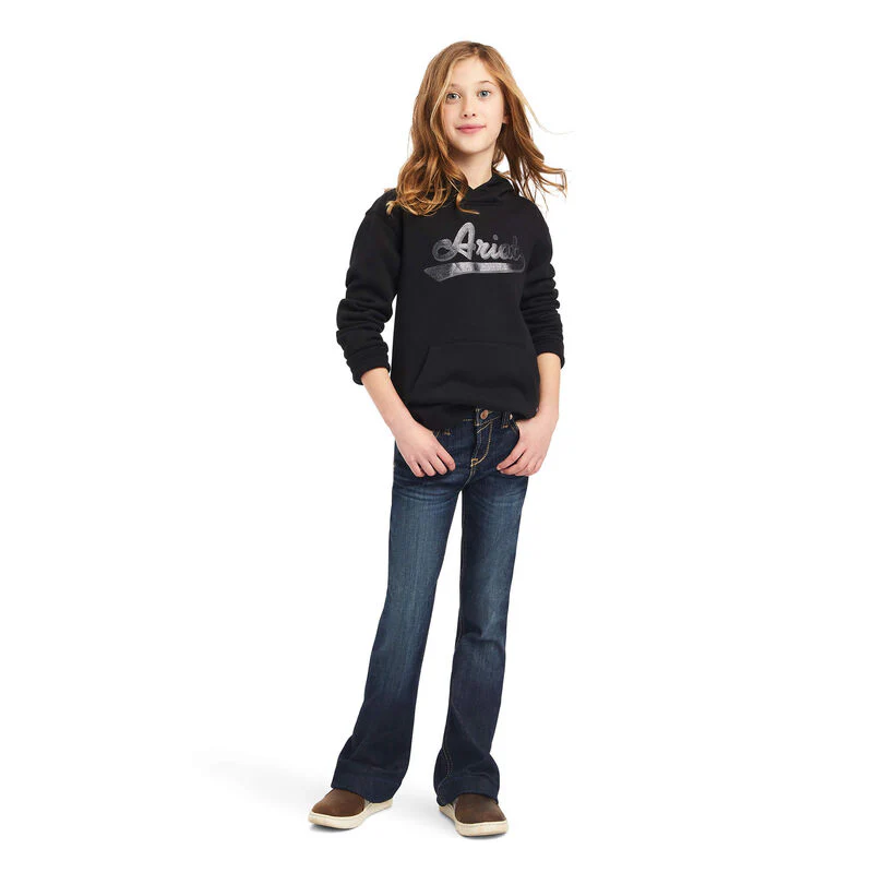Ariat Girls REAL Glitter Logo Hoodie Black - Image 3