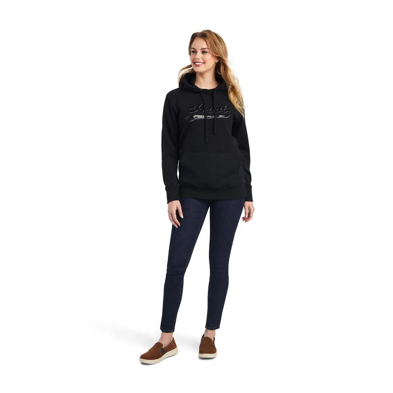 Ariat Women's REAL Sequin Logo Hoodie - Black - Image 3