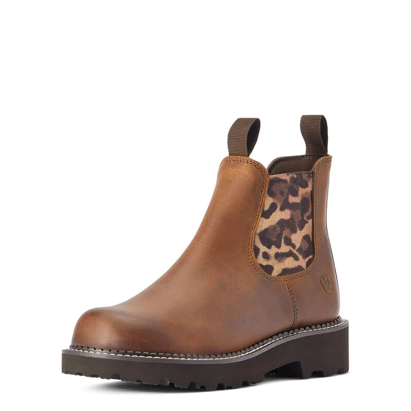 Ariat Women's Fatbaby Twin Gore Western Boots - Distressed Tan/Cheetah