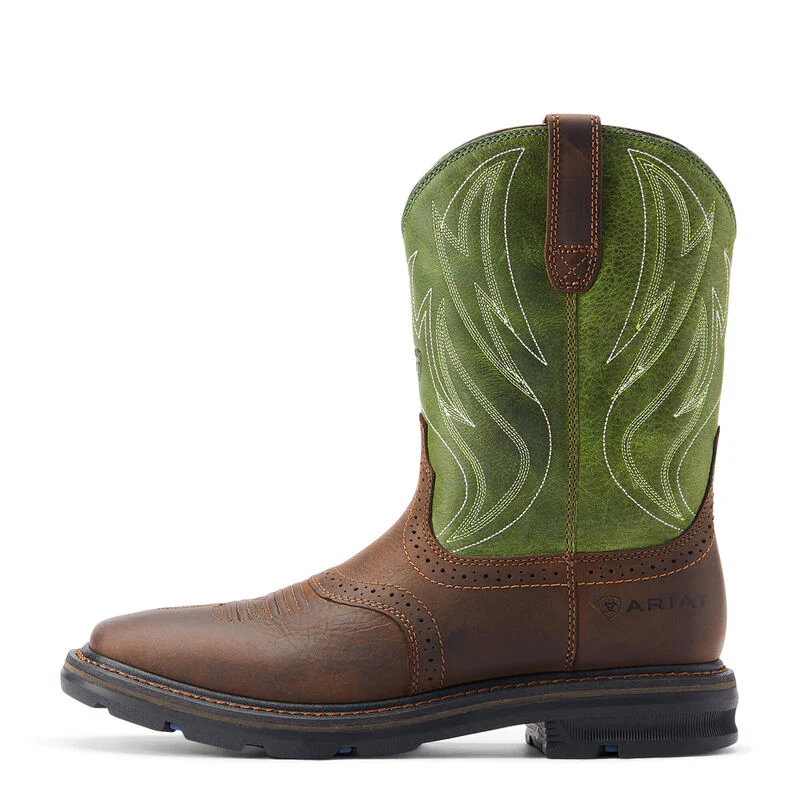 Ariat Men's Sierra Shock Shield Western Boots - Dark Brown/Grass Green - Image 2