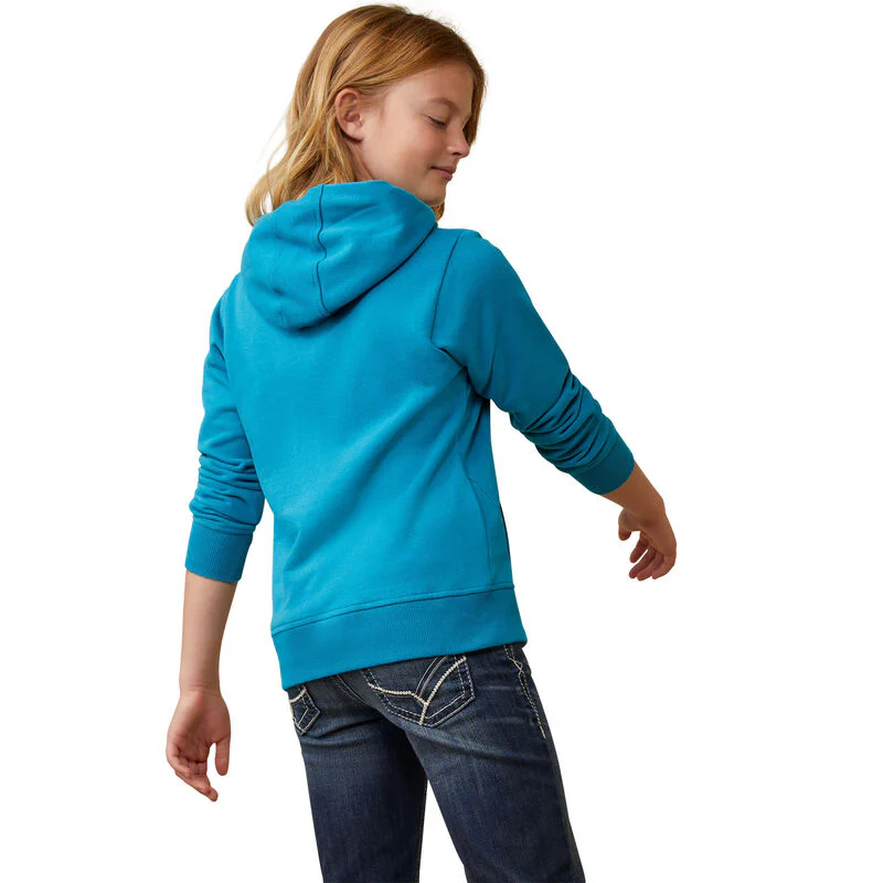Ariat Girls 3D Logo 2.0 Hoodie - Mosaic Blue - Image 2