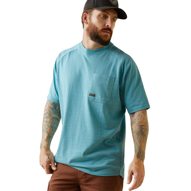 Ariat Mens Rebar Cotton Strong T-Shirt - Bachelor Button Heather