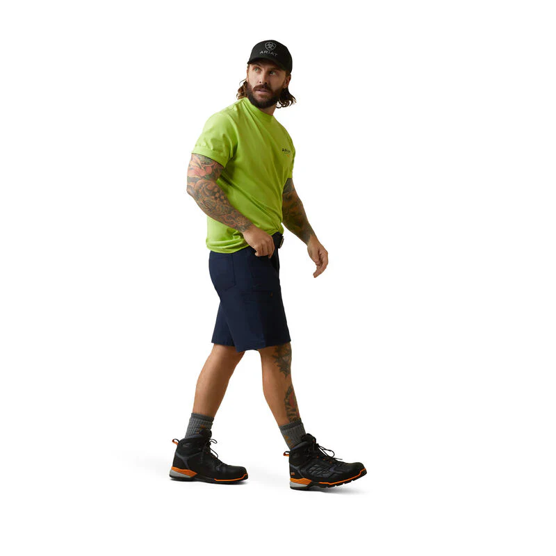 Ariat Mens Rebar Cotton Strong Logo T-Shirt - Lime/Black - Image 3