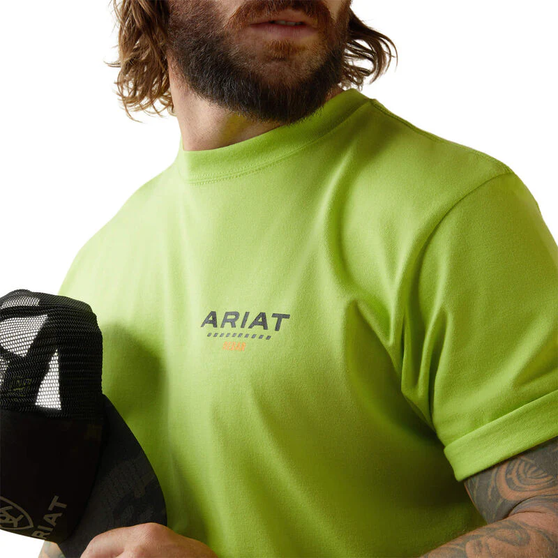 Ariat Mens Rebar Cotton Strong Logo T-Shirt - Lime/Black - Image 4