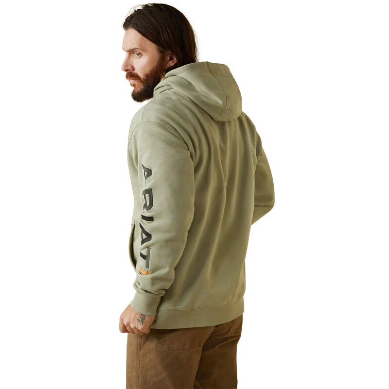 Ariat Mens Rebar Graphic Hoodie - Desert Sage Heather/Beetle - Image 2