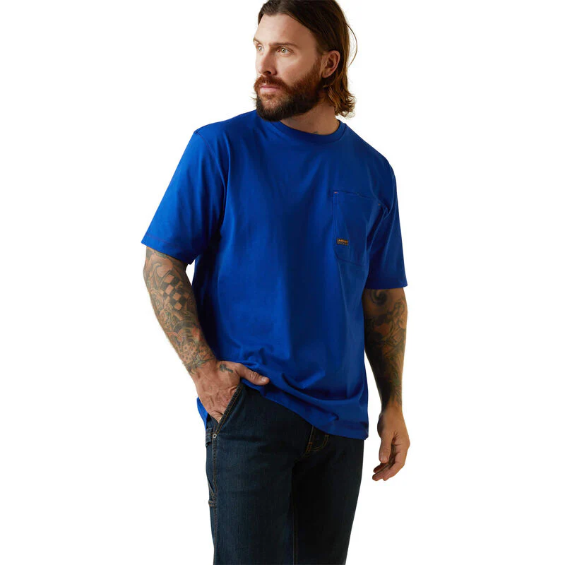 Ariat Mens Rebar Workman Born For This T-Shirt - Royal Blue Heather - Image 2