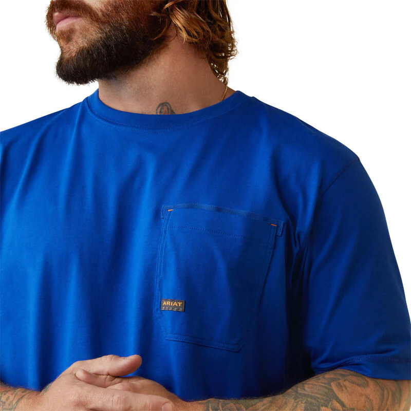 Ariat Mens Rebar Workman Born For This T-Shirt - Royal Blue Heather - Image 4