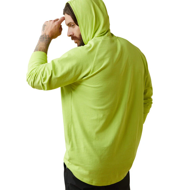 Ariat Mens Rebar Cotton Strong Hoodie T-Shirt - Bright Yellow - Image 2