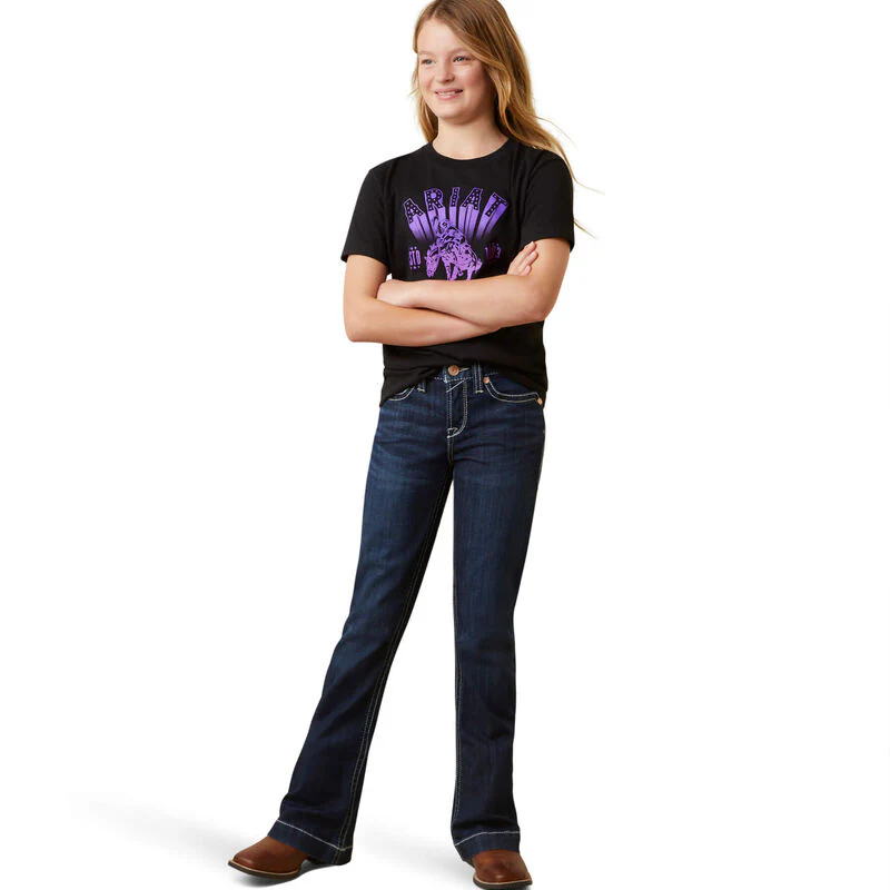 Ariat Girls Vintage Rodeo SS Tee - Black - Image 3