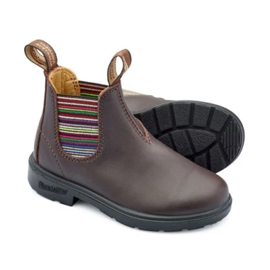 Blundstone Kid's #1413 Boots - Brown w/Striped Elastic - Image 3