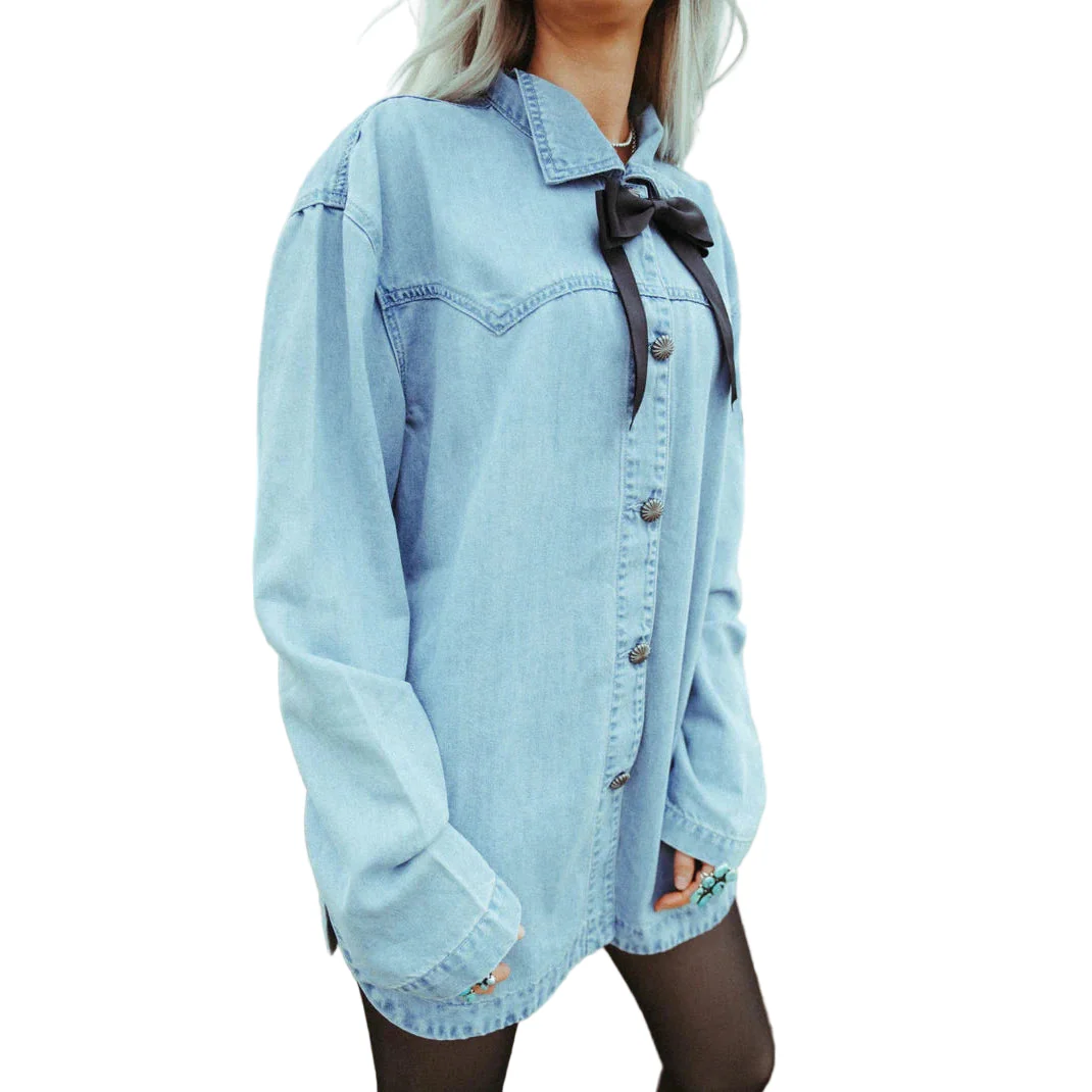 2 Fly Women's Homesteader Long Sleeve Denim Shirt - Light Denim - Image 2