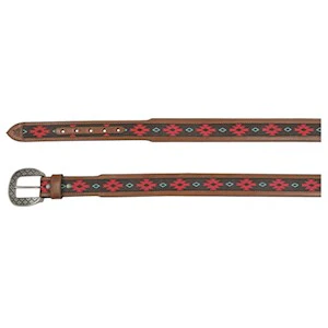 Red Dirt Mens Tapered Belt - Red/Turquoise Southwest Pattern