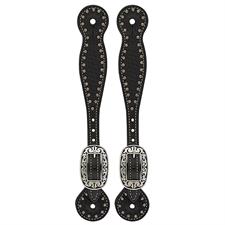 Weaver Basketweave Bridle Leather Spur Straps, Thin - Multiple Colours - Image 2