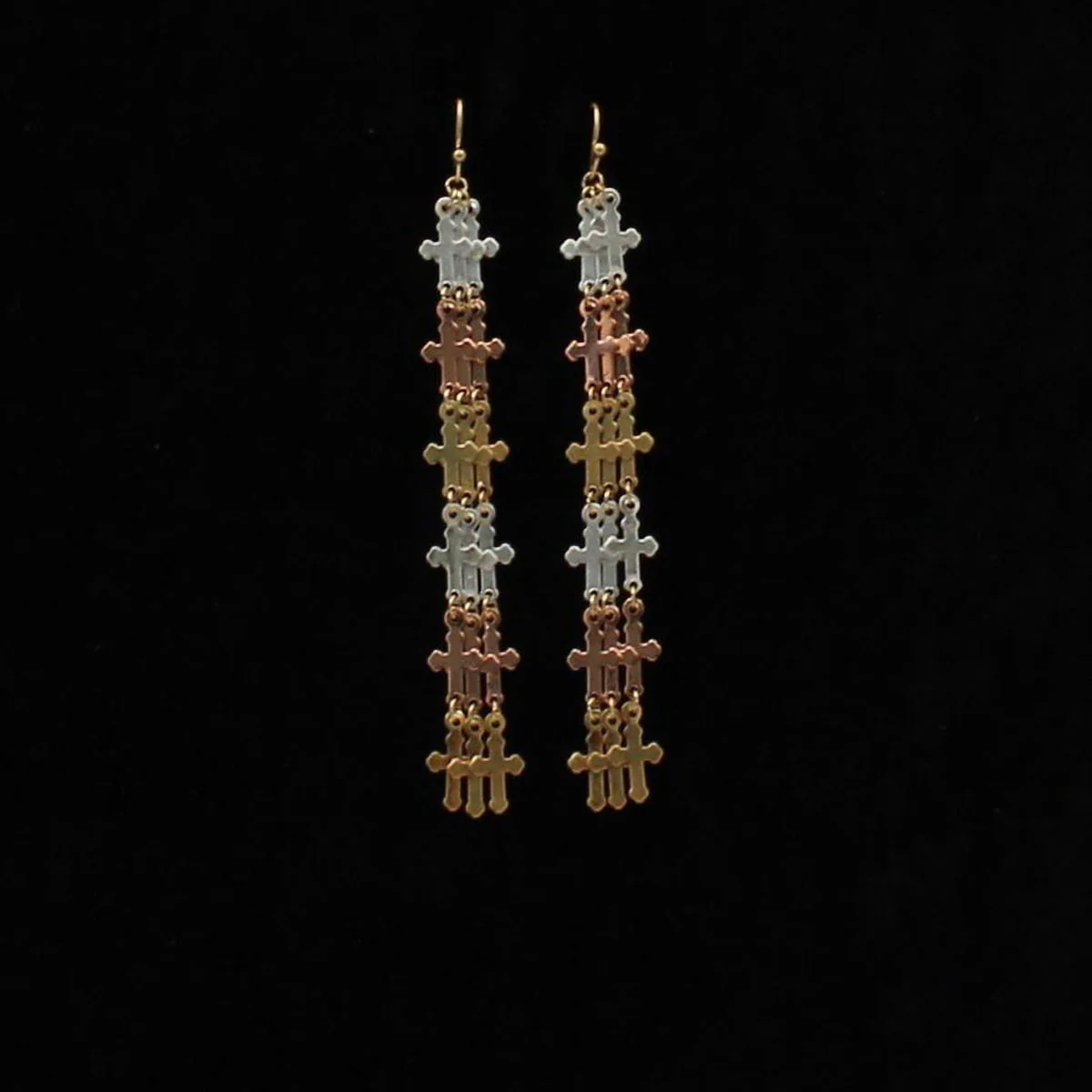 Blazin Roxx Cross Dangle Earrings - Silver, Gold & Copper