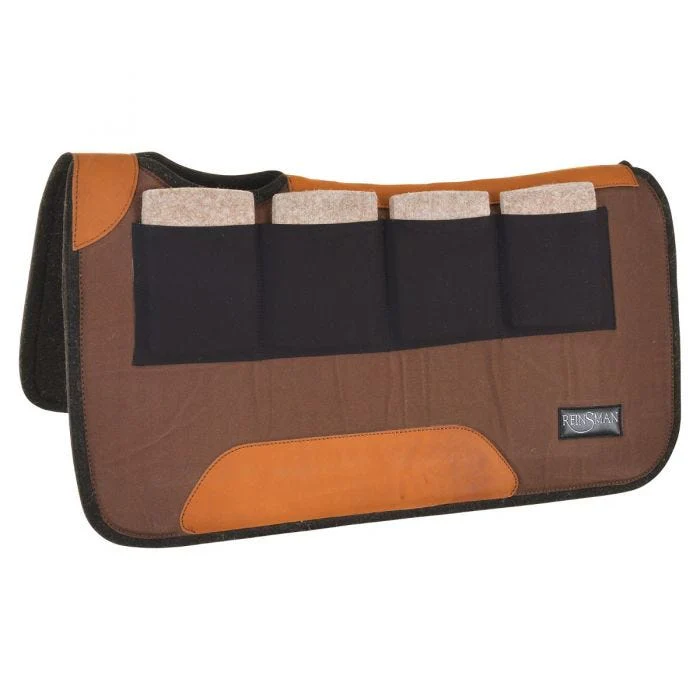 Reinsman Multi-Fit 4 Ranch Pro Square Contour Wool Pad - Brown Duck Canvas - Image 2