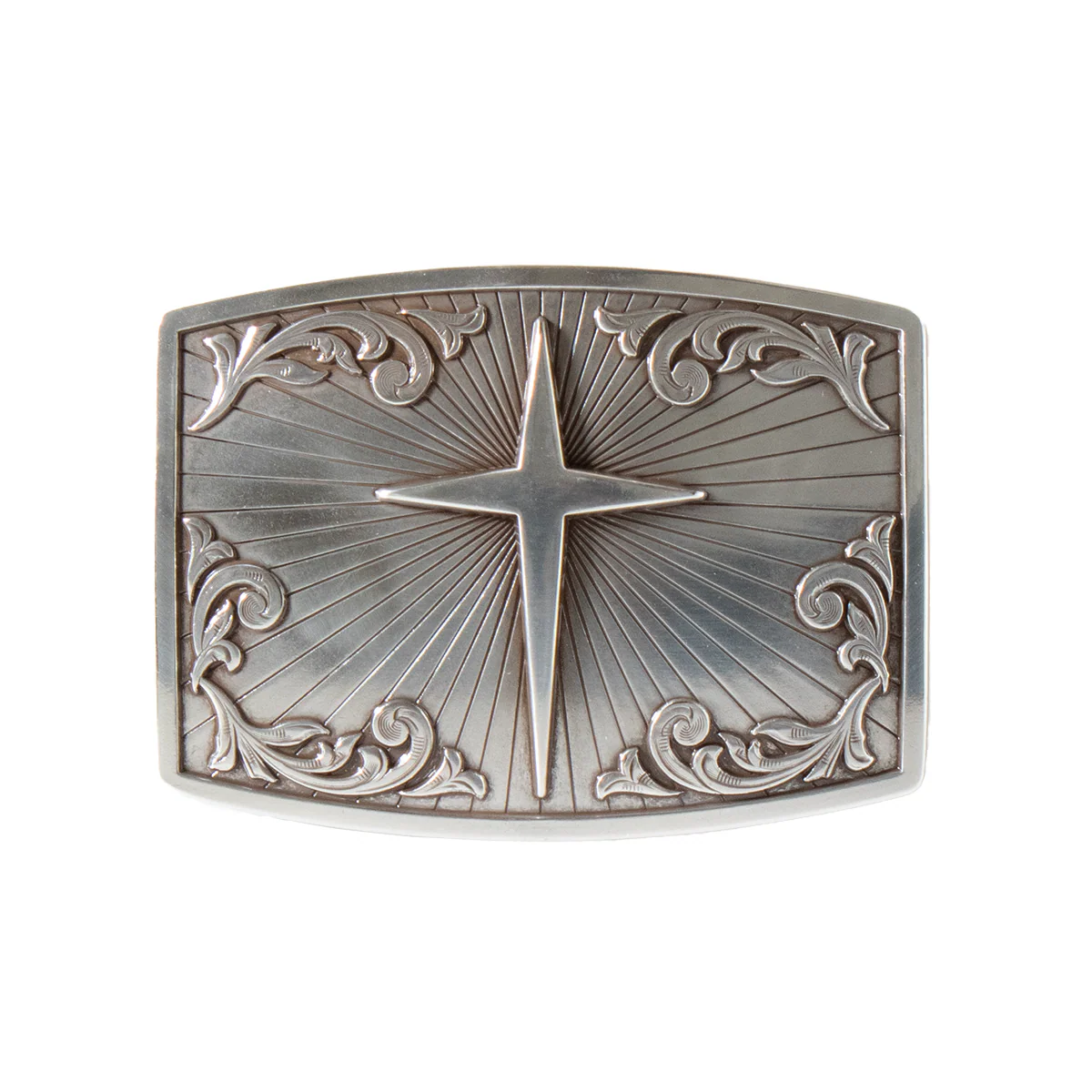 **Nocona Men's Rectangle Floral Cross Buckle - Silver