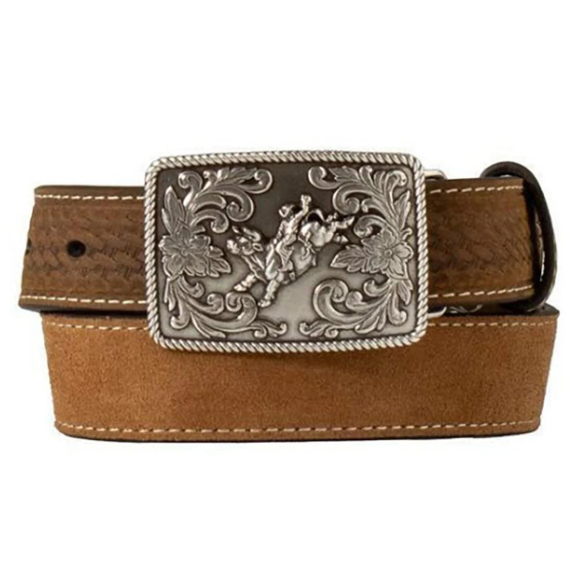 3D Boy's  1 1/4" Basketweave Tabs Belt- Brown