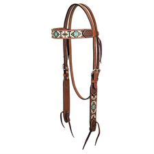 Weaver Turquoise Cross Aztec 5/8 Headstall Browband