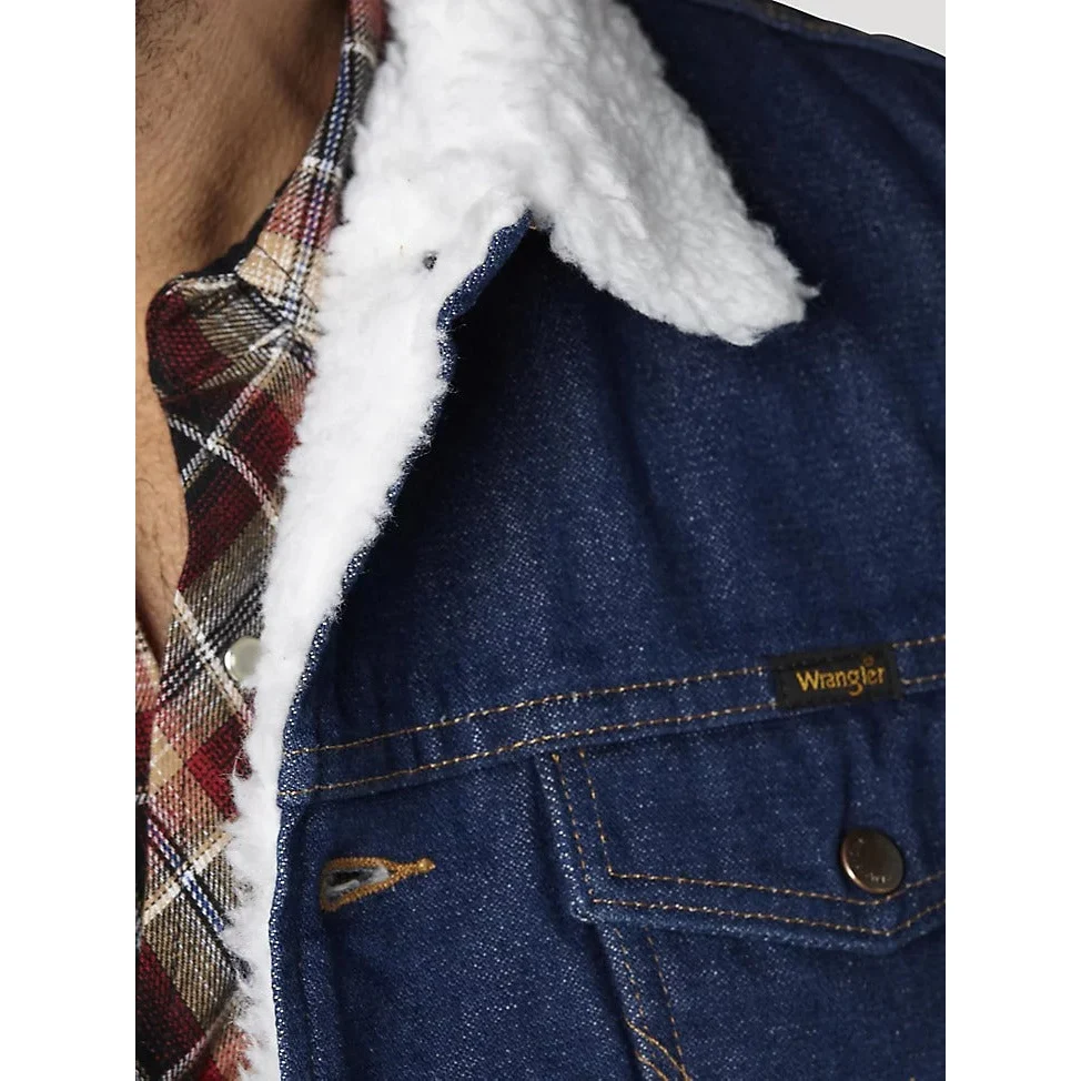 Wrangler Men's Sherpa Lined Denim Vest - Prewashed - Image 4