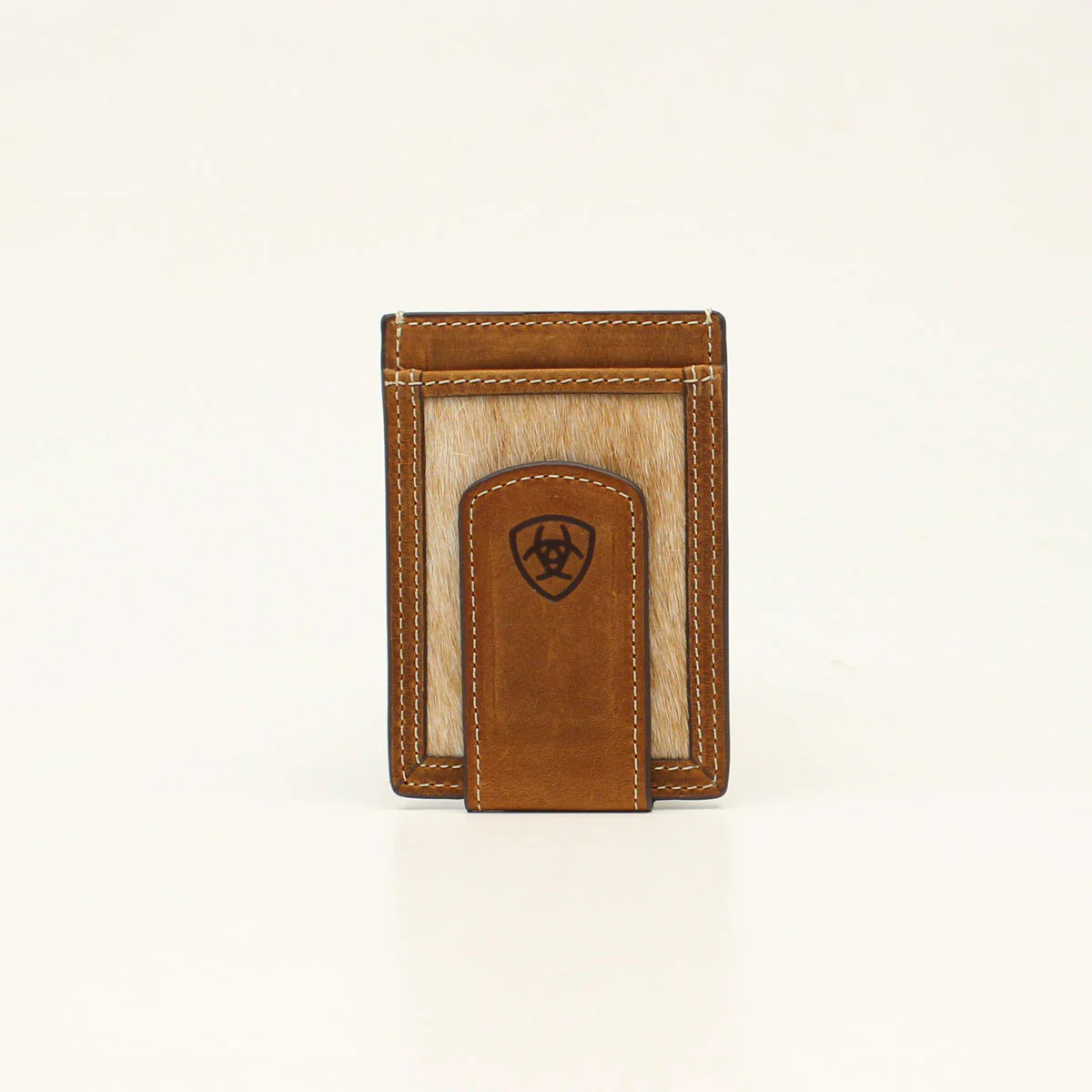 Ariat Men's Calf Hair Card Case Money Clip - Medium Brown