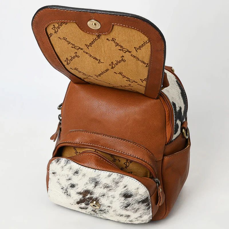 American Darling Hand Tooled Hair-On Cowhide Genuine Leather Backpack - Image 3