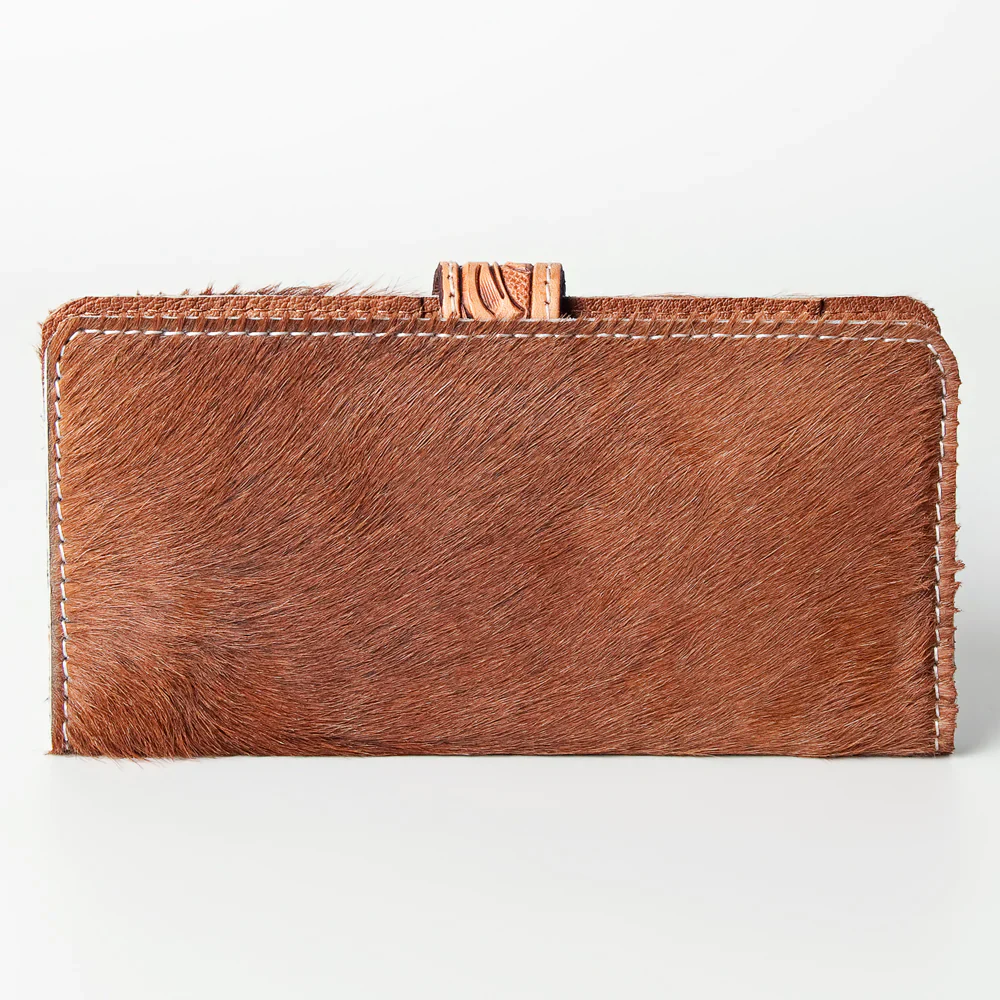 American Darling Hand Tooled Hair On Wallet - Tan - Image 2