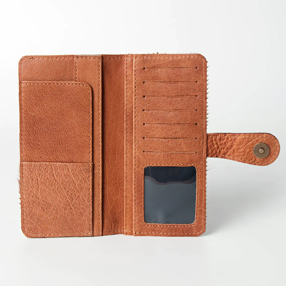 American Darling Hand Tooled Hair On Wallet - Tan - Image 3