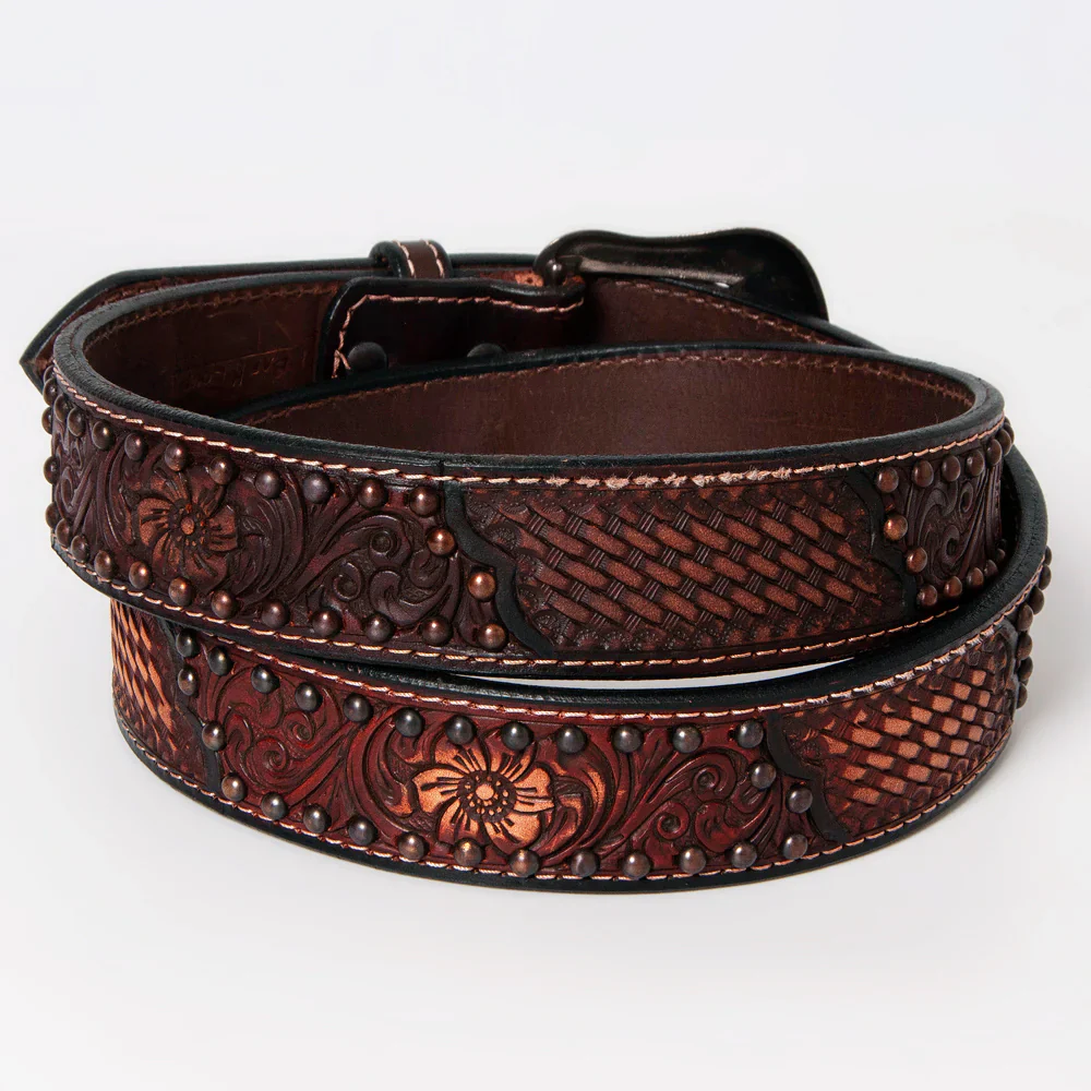 American Darling Tooled Leather Belt - Dark Brown - Image 2
