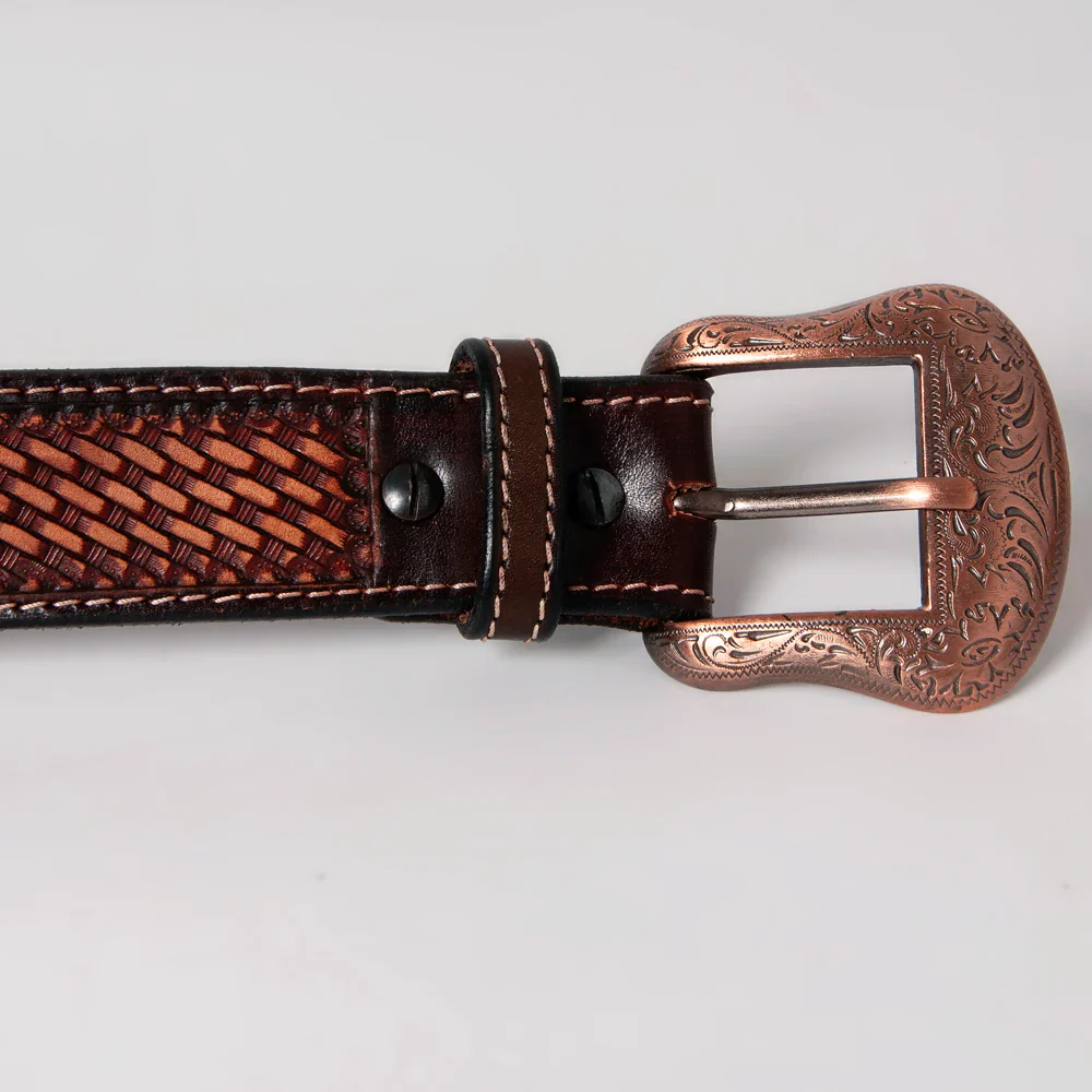 American Darling Tooled Leather Belt - Dark Brown - Image 3