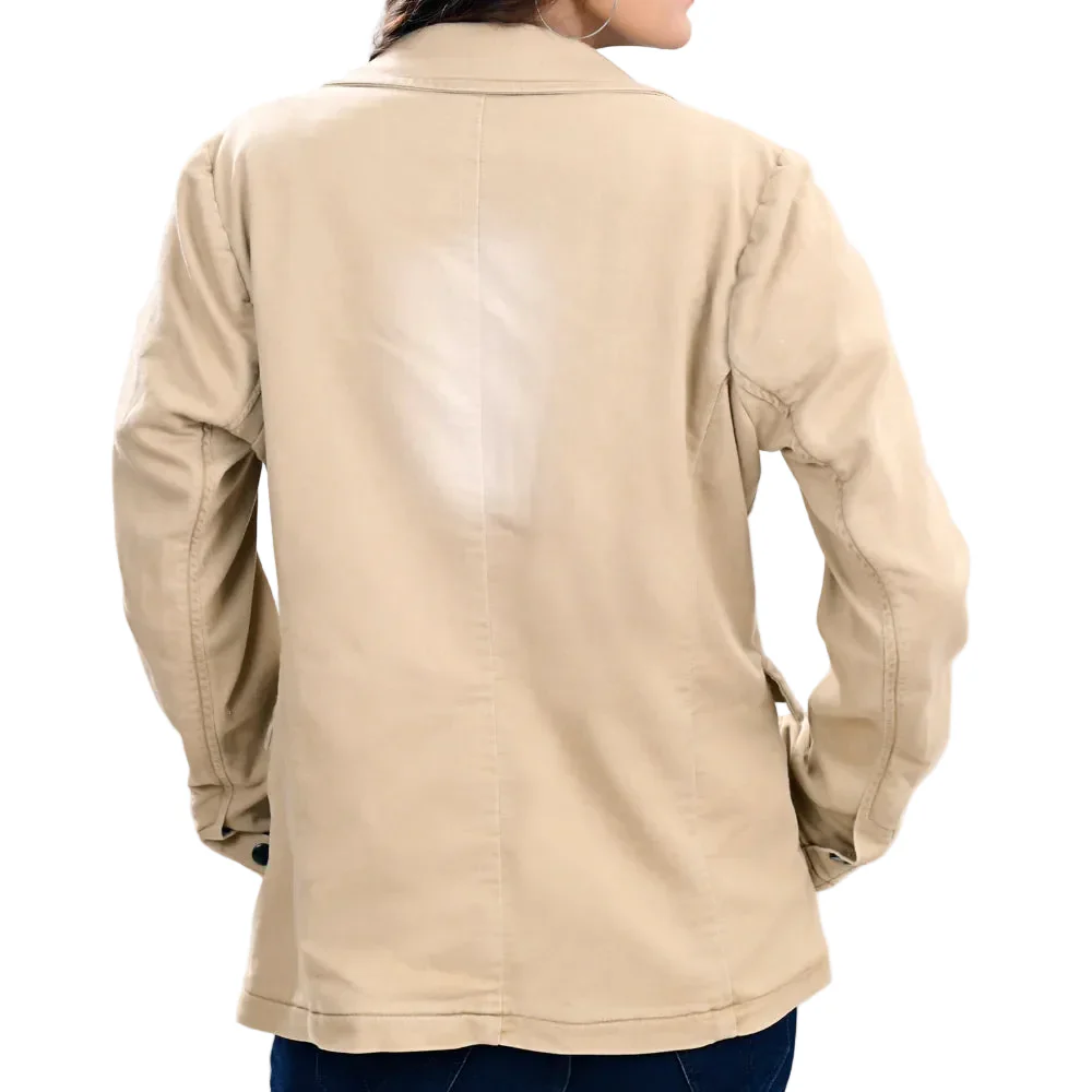American Darling Women's Blazer w/Leather Lapels - Cream - Image 3