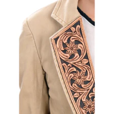 American Darling Women's Blazer w/Leather Lapels - Cream - Image 4