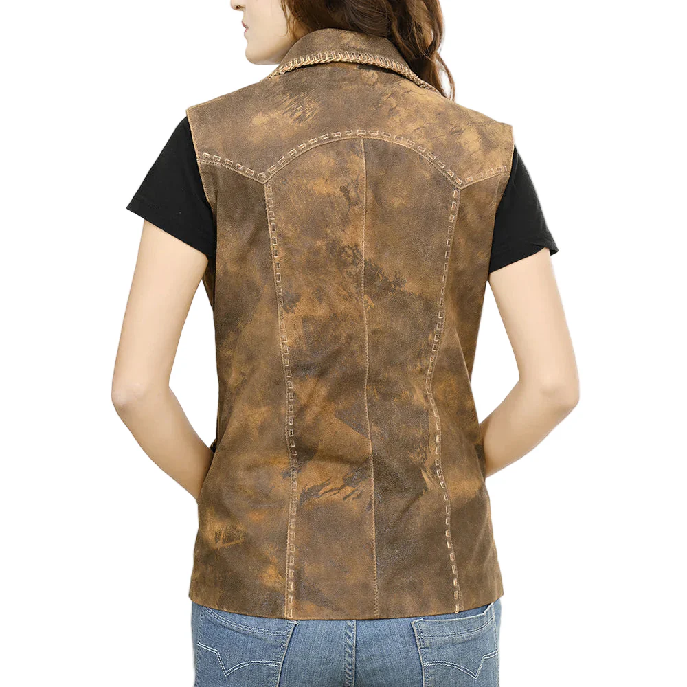 American Darling Women's Distressed Leather Vest - Distressed Brown - Image 3