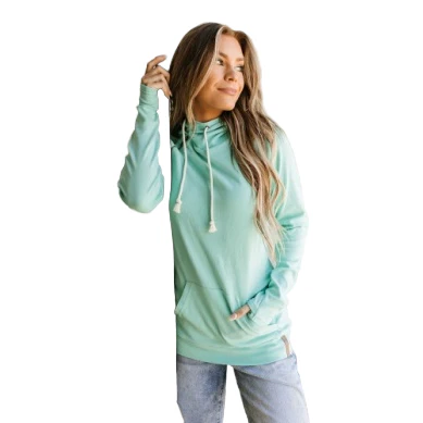 Ampersand Women's Doublehood Sweatshirt - Aqua - Image 4